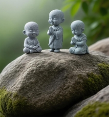 Tượng chú tiểu thiền tịnh đá sa thạch