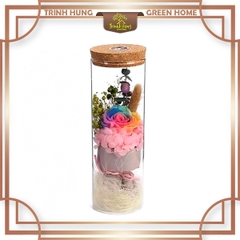 Bình trụ tròn nắp bấc có đèn 10*20cm