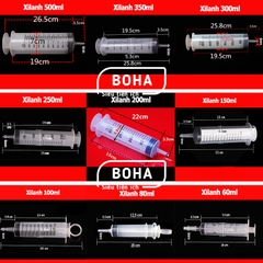 Xilanh, Ống tiêm chiết nước hoa, Xilanh y tế 1000ml, 500ml, 350ml, 300ml, 250ml, 200ml, 150ml, 100ml, 80ml, 60ml - XL