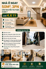 NHÀ Ở NGAY, 50M2, 3PN, GẦN NGUYỄN THỊ THẬP, QUẬN 7, CHỈ 4 TỶ NHỈNH