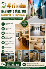4 TỶ NHỈNH, NHÀ 52M2, 2 TẦNG, 3PN, GẦN NGUYỄN THỊ THẬP, QUẬN 7