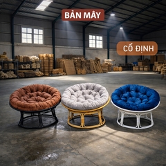 Ghế lười thư giãn, ghế papasan cố định nội thất Bản Mây khung thép mây nhựa nằm thư giãn, trang trí decor nhà cửa