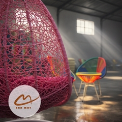 Xích đu mây nhựa, bộ bàn ghế acapulco nội thất bản mây setup ban công, sân vườn, ngoài trời