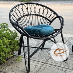 Xích đu ngoài trời, bộ bàn ghế ban công nội thất Bản Mây khung thép đan mây nhựa họa tiết đuôi công mềm mại, tinh tế