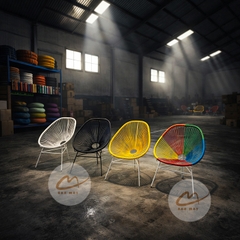 Bộ bàn ghế Acapulco ngũ sắc, bộ bàn ghế ban công mây nhựa khung thép chịu nắng, chịu mưa