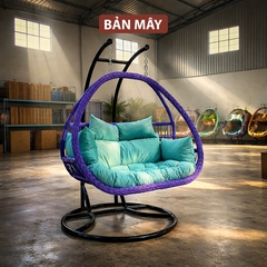 Xích Đu Mây Nhựa Thư Giãn Cần Kép - Mẫu Xích Đu Đẹp Màu Tím Sang Trọng