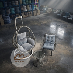 Bàn Ghế Mây Nhựa Thư Giãn Phượng Hoàng Đơn – Combo Xích Đu, Ghế Và Bàn Cho Góc Nghỉ Ngơi Ngoài Trời