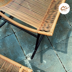 Ghế bập bênh mây nhựa, bộ bàn trà nội thất sân vườn Bản Mây thủ công, chịu nắng, chịu mưa