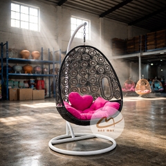 Xích Đu Ban Công Đan Đồng Xu Hoa Cúc – Ghế Thư Giãn Nhỏ Gọn Cho Không Gian Nhà Phố