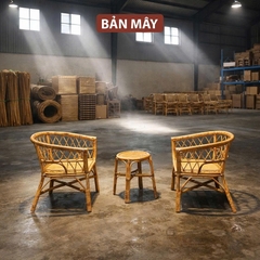Bộ bàn ghế mây thật thủ công cao cấp, trang trí phòng khách, ban công, sân vườn