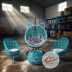 Bộ Bàn Ghế Xích Đu Mây Nhựa Tai Gấu Cao Cấp, Đan Vảy Rồng Độc Đáo