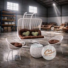 Bộ Bàn Ghế Xích Đu Lưng Vòm Cần Kép, Nội Thất Đại Gia Đình Bền Bỉ mà Sang Trọng