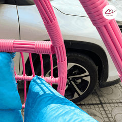 Xích đu cần kép bo cạp hồng đệm xanh