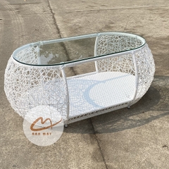 Bàn Ghế Mây Nhựa Putin Đan Rối, Thiết Kế Gọn Sang Với Hộc Bàn Tiện Dụng