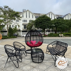 Bộ Bàn Ghế Xích Đu Sân Vườn – Combo Tiếp Khách Ngoài Trời Đồng Bộ Cho Gia Đình