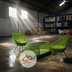 Bàn Ghế Mây Nhựa Putin Đan Rối, Thiết Kế Gọn Sang Với Hộc Bàn Tiện Dụng