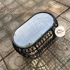 Bộ Bàn Ghế Mây Nhựa Xích Đu Tổ Chim, Decor Ban Công Sân Vườn Chịu Nắng Mưa