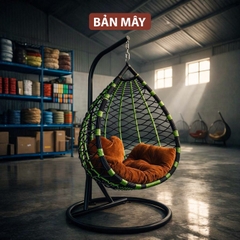 Xích Đu Mây Nhựa Giọt Nước Cần Đơn – Không Gian Nhỏ Vẫn Ngồi 2 Người Thoải Mái