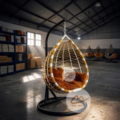 Xích Đu Mây Nhựa Giọt Nước Cần Đơn – Không Gian Nhỏ Vẫn Ngồi 2 Người Thoải Mái