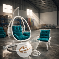 Bàn Ghế Mây Nhựa Thư Giãn Phượng Hoàng Đơn – Combo Xích Đu, Ghế Và Bàn Cho Góc Nghỉ Ngơi Ngoài Trời