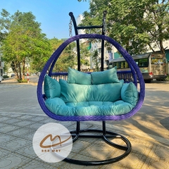 Xích Đu Mây Nhựa Thư Giãn Cần Kép - Mẫu Xích Đu Đẹp Màu Tím Sang Trọng