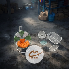 Bộ bàn ghế ban công, xích đu ngoài trời nội thất Bản Mây khung thép đan mây nhựa thủ công cao cấp