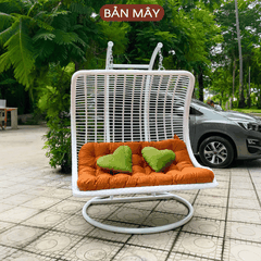 Xích đu sóng trắng đệm cam