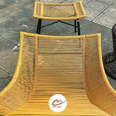 Ghế bập bênh mây nhựa, bộ bàn trà nội thất sân vườn Bản Mây thủ công, chịu nắng, chịu mưa