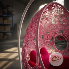 Xích Đu Ban Công Đan Đồng Xu Hoa Cúc – Ghế Thư Giãn Nhỏ Gọn Cho Không Gian Nhà Phố