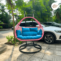 Xích đu cần kép bo cạp hồng đệm xanh