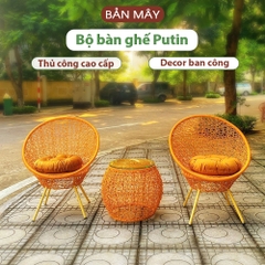 Bộ bàn ghế Putin đan rối màu vàng