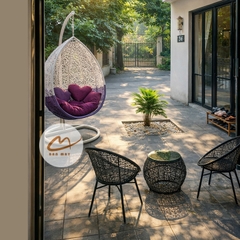Bộ xích đu bàn ghế ban công, sân vườn, nội thất mây nhựa ngoài trời ngồi thư giãn, decor trang trí nhà cửa
