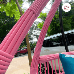 Xích đu cần kép bo cạp hồng đệm xanh