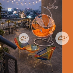 Bộ xích đu bàn ghế ban công, sân vườn, nội thất mây nhựa ngoài trời ngồi thư giãn, decor trang trí nhà cửa