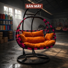 Xích Đu Trong Nhà Thiết Kế Cần Kép, Mẫu Xích Đu Mây Nhựa Decor Giếng Trời