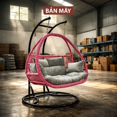 Xích Đu Mây Nhựa Phượng Hoàng Kép, Họa Tiết Vảy Rồng Thủ Công Tỉ Mỉ