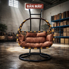 Xích Đu Đẹp Bản Mây - Thiết Kế Cần Kép Sang Trọng Cho Không Gian Ngồi 3 Người