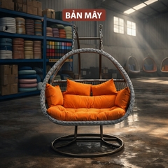 Xích Đu Ngoài Trời Bản Mây Màu Xám Trung Tính, Thiết Kế Cần Kép Hiện Đại