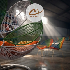 Xích đu mây nhựa, bộ bàn ghế acapulco nội thất bản mây setup ban công, sân vườn, ngoài trời