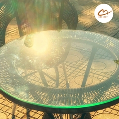 Bàn ghế ngoài trời, xích đu mây nhựa khung thép nội thất Bản Mây ngồi được 3 người đan thủ công cao cấp