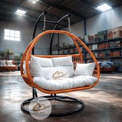 Xích Đu Thư Giãn Cần Kép Bản Mây - Xích Đu Mây Nhựa Chịu Tải 300kg