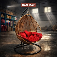 Xích đu giọt nước đôi, xích đu lồng chim Bản Mây đan rối ngồi được 2 người, chịu nắng chịu mưa, chống gỉ sét