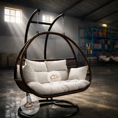 Xích Đu Mây Nhựa Cần Kép - Mẫu Xích Đu Ngoài Trời Ngồi 2-3 Người Siêu Bền