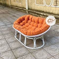 Ghế thư giãn papasan đôi, ghế lười mây nhựa khung thép nội thất Bản Mây dài 1m6 nằm thư giãn, setup mọi không gian