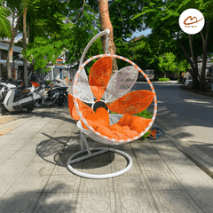 Xích Đu Mây Nhựa Cánh Hoa – Thiết Kế Nghệ Thuật Cho Không Gian Thư Giãn