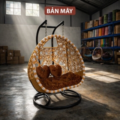 Ghế Xích Đu Cần Kép Đồng Xu Hoa Cúc – Không Gian Thư Giãn Rộng Rãi Cho 2–3 Người