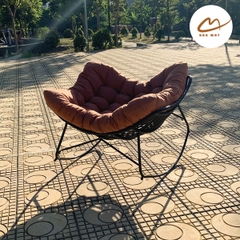 Ghế bập bênh vuông, ghế papasan thư giãn khung thép mây nhựa ngồi được 2 người