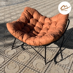 Ghế bập bênh vuông, ghế papasan thư giãn khung thép mây nhựa ngồi được 2 người