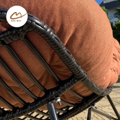 Ghế bập bênh vuông, ghế papasan thư giãn khung thép mây nhựa ngồi được 2 người