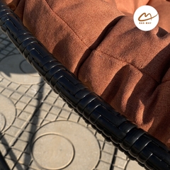 Ghế bập bênh vuông, ghế papasan thư giãn khung thép mây nhựa ngồi được 2 người